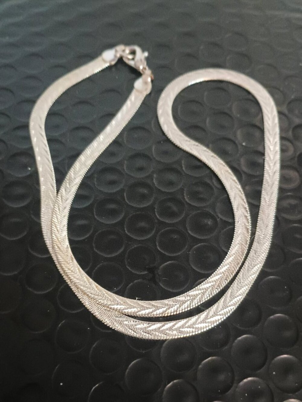 Reversible Flat Herringbone Necklace 18" Women's Silver Tone Jewelry